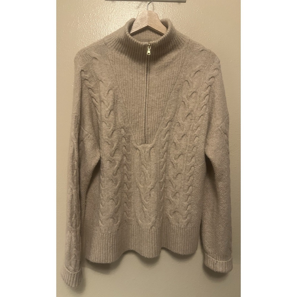 J.Crew Cable Knit Half Zip Pullover Supersoft Sweater Wool Alpaca Blend Womens S
